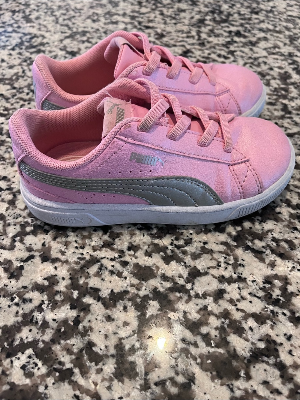 Puma Kids Pink and Silver Low-Top Sneakers